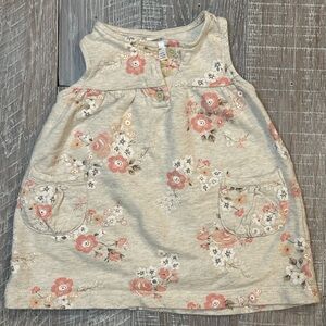 Carter’s Oatmeal Heather Sleeveless Dress with Cherry Blossom Pattern 9M